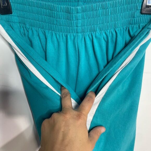 5 for $25🔥Woman Within Elastic Waist Blue Side Striped Athletic Shorts Medium - Picture 4 of 7